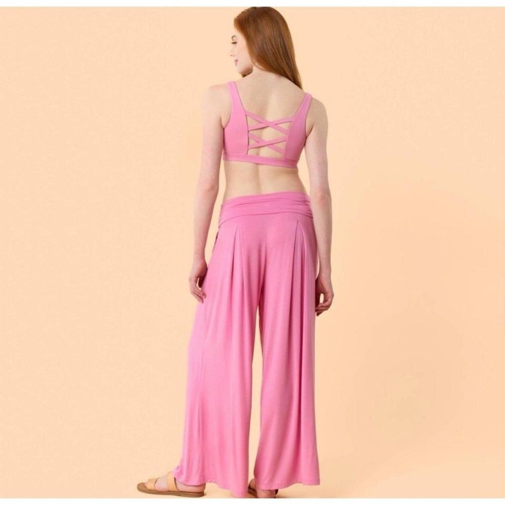 Blogilates Women's Homebody Foldover Wide Leg Pants - L - Picture 6 of 6